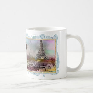 Café Taza de la taza del arte del collage de Eiffel del