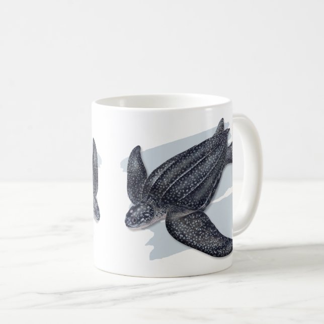 Café Taza de la tortuga de mar del Leatherback (Anverso derecho)