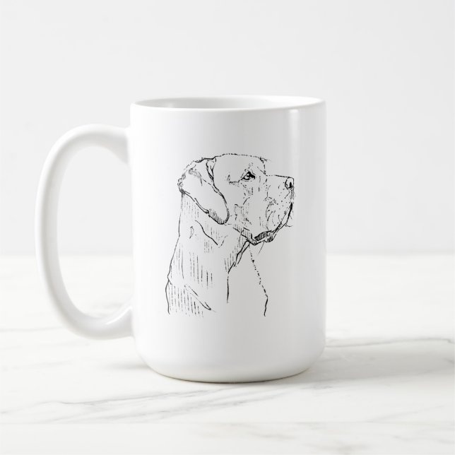 Café Taza de Labrador Retriever Tranquilo, Arte Minimal (Izquierda)