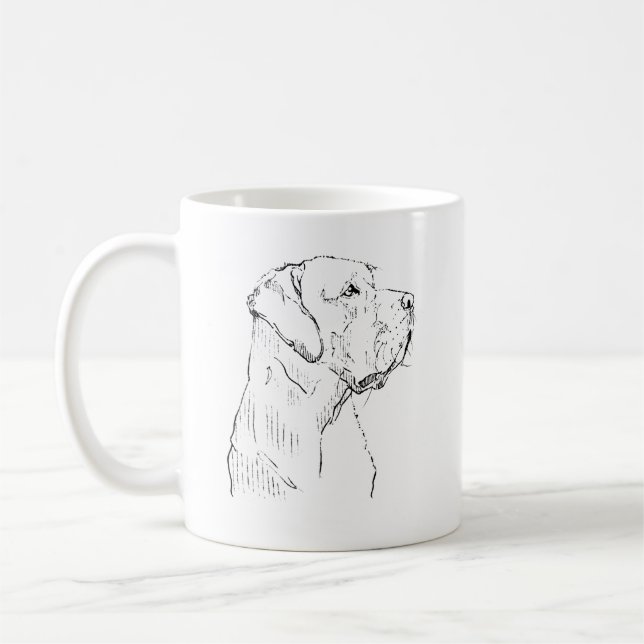Café Taza de Labrador Retriever Tranquilo, Arte Minimal (Izquierda)