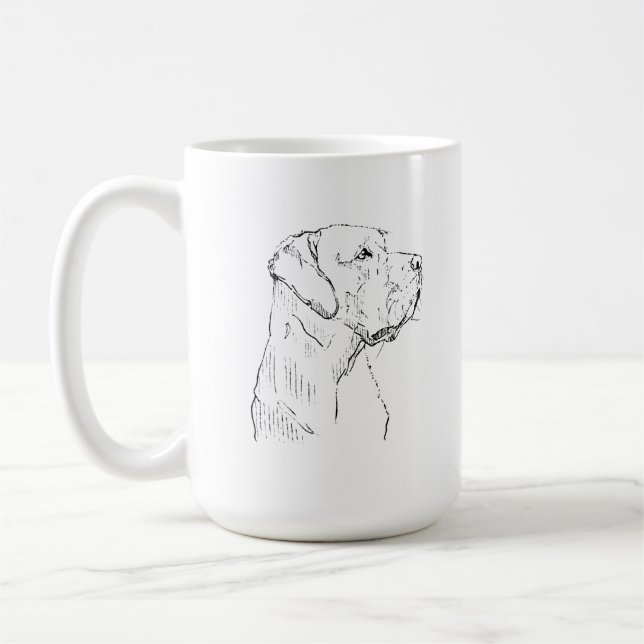 Café Taza de Labrador Retriever Tranquilo, Arte Minimal (Izquierda)