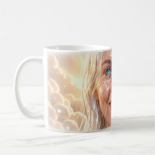 Café Taza de Lágrimas de Alegría Ojos Azules Brillantes