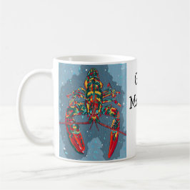 Café Taza de Langosta Abstracta Vibrante
