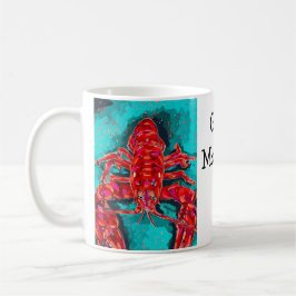 Café Taza de langosta abstracta vibrante