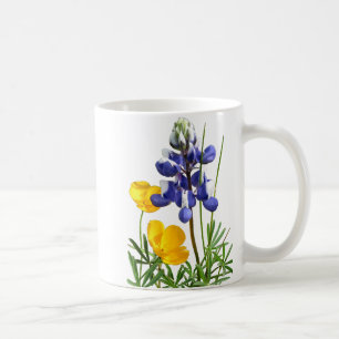 Café Taza de las amapolas del Lupine