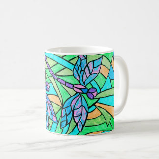 Café Taza de las libélulas del vitral