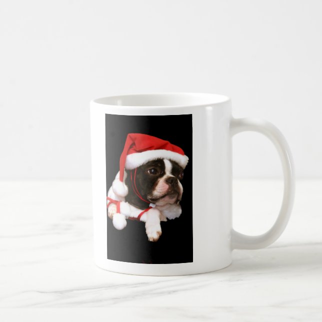 Café Taza de las patas de Santa del perrito de Boston (Derecha)