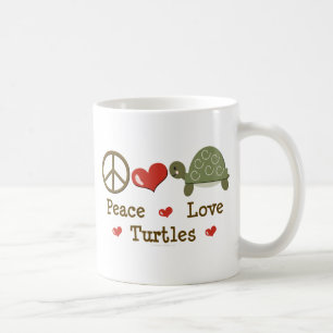 Café Taza de las tortugas del amor de la paz