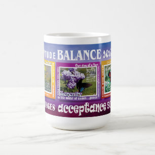 Café taza de lemas de mariposa de 12 pasos de gratitud