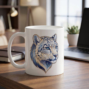 Café Taza de Leopardo de las Nieves Celestial Línea de