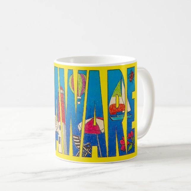 Café Taza de letra grande del estado de Delaware (Anverso derecho)