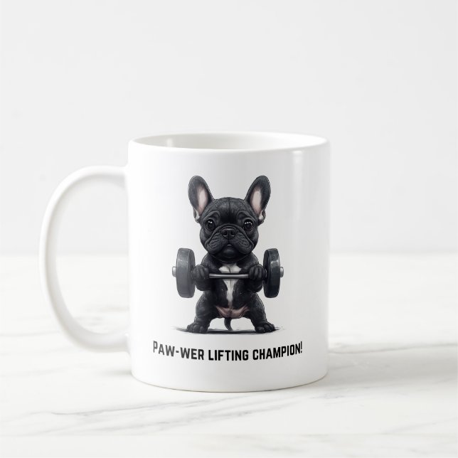 Café Taza de levantador de pesas Frenchie (Izquierda)