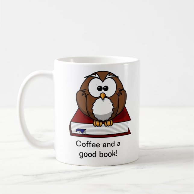 Café Taza de libro de búho lindo (Izquierda)