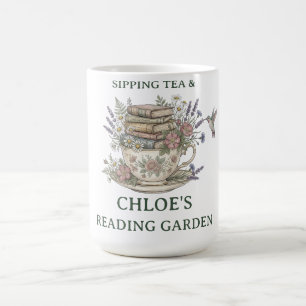 Café Taza de libro personalizada con nombre botánico vi