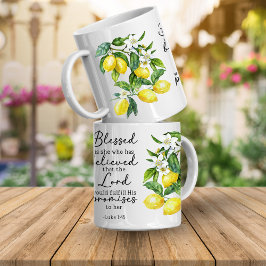 Café Taza de limón floral con versículo bíblico