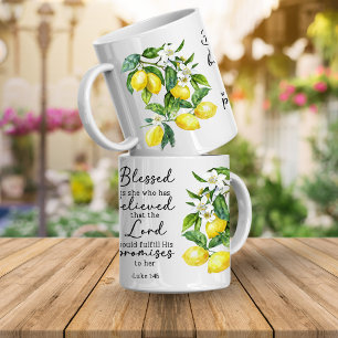 Café Taza de limón floral con versículo bíblico