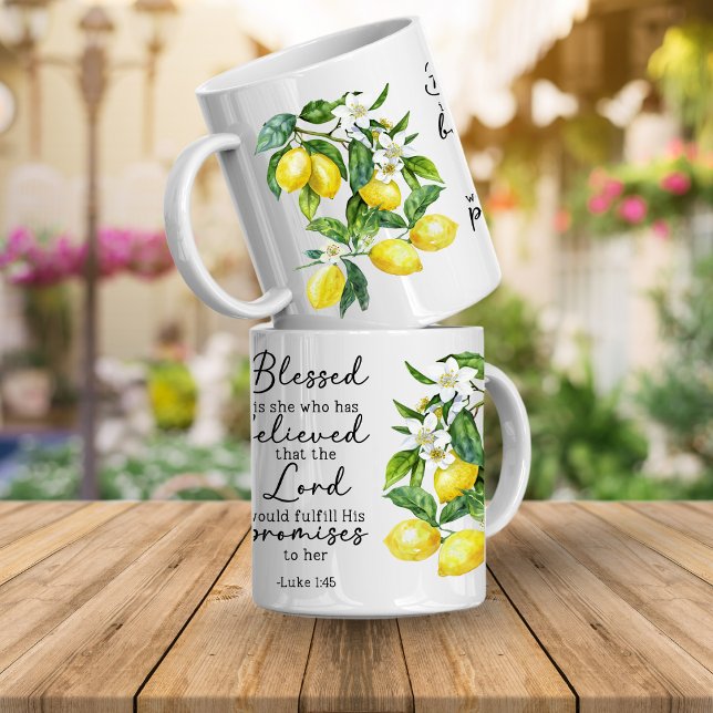 Café Taza de limón floral con versículo bíblico (Bible verse floral mugs that are inspirational faith scriptures that will encourage and inspire you)