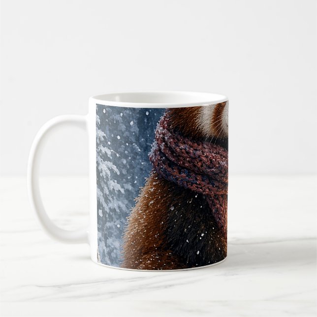 Café Taza de Linterna de Invierno de Panda Rojo (Izquierda)