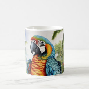 Café Taza de loro guacamayo con monograma personalizado