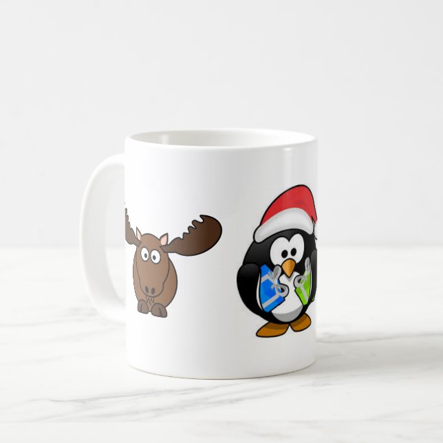 Café taza de los alces y del pingüino (Anverso izquierdo)