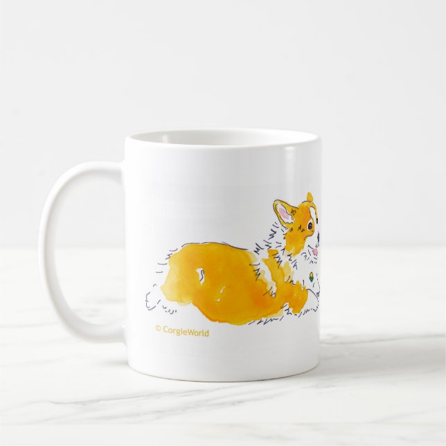 Café Taza de los Corgis del vuelo (Izquierda)