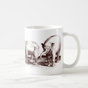 Café Taza de los elefantes y de los Rhinos