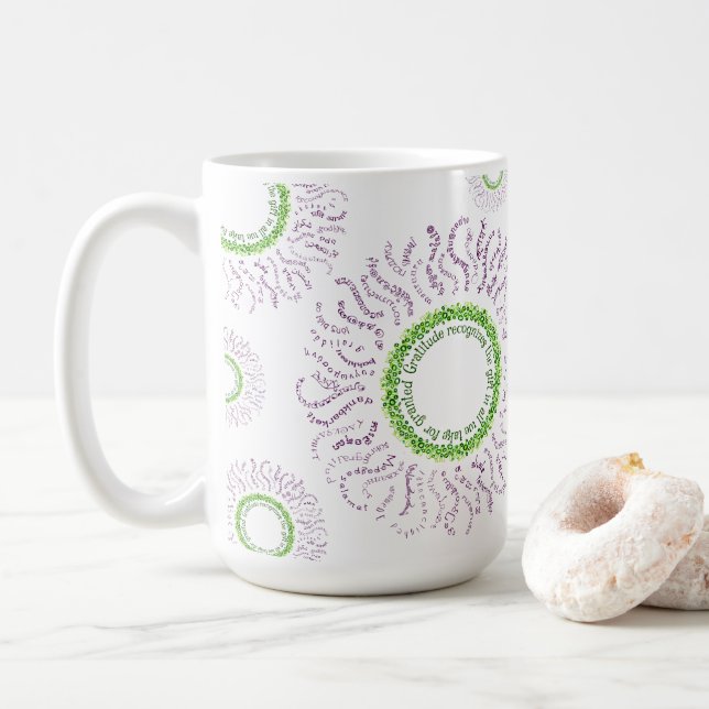 Café Taza de los girasoles de la mandala de la gratitud (Con donut)