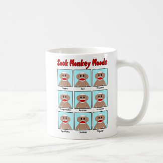 Café Taza de los humores del mono del calcetín