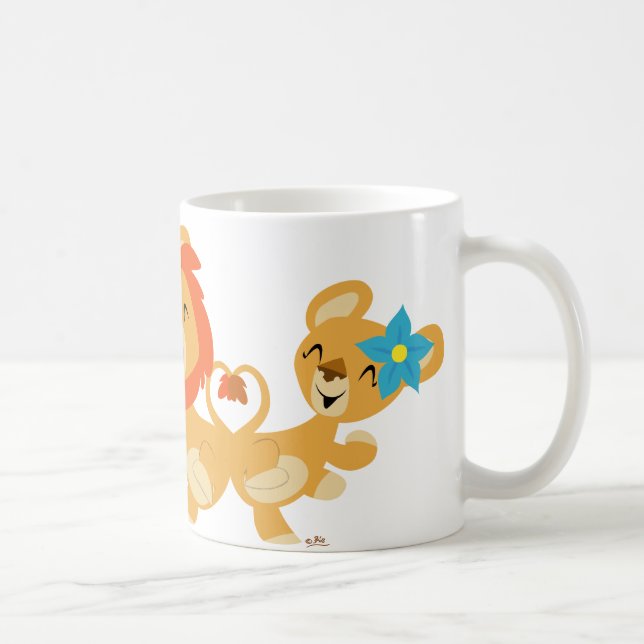 Café Taza de los pares del león del baile (Derecha)