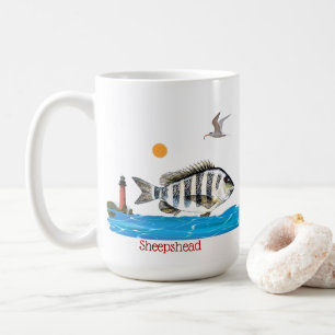 Café Taza de los pescados del Sheepshead