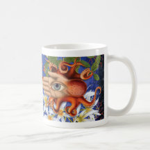 taza de los pulpos y de las flores de la taza