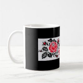 Café Taza de los rosas rojos del bordado de Vyshyvanka