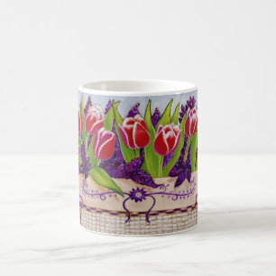 Café Taza de los tulipanes de la primavera