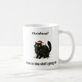 Café Taza de luces de gato negro divertido de Navidad