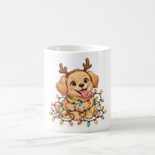 Café Taza de luces de Navidad con cuernos de Golden Ret