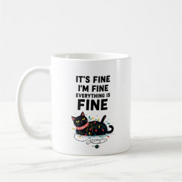 Café Taza de luces de Navidad de gato negro divertido