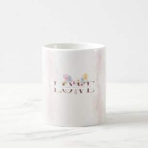 Café Taza de Lujo Romántico – Flores Pastel AMOR