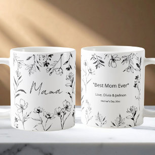 Café Taza de Mama con cita personalizada arte de línea 