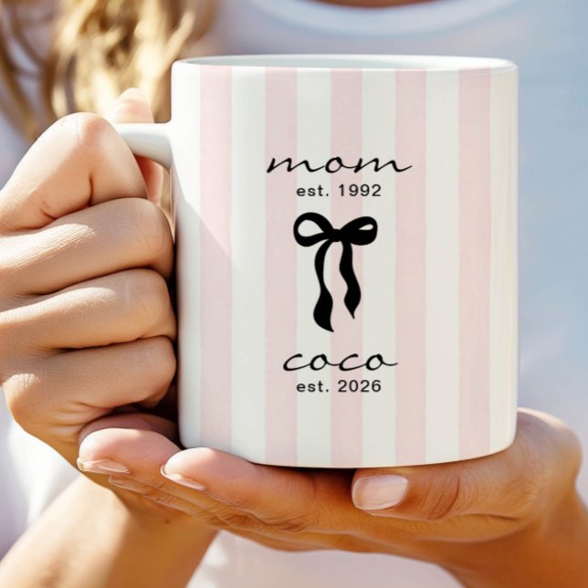 Café Taza de Mamá para Coco Rosa con Lazos y Rayas (Subido por el creador)