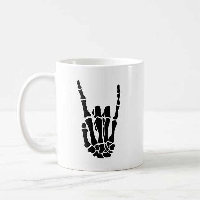 Café Taza de mano de esqueleto de Halloween de 11oz (Izquierda)