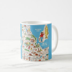 Café Taza de Mapa Colorido Vintage de Idaho