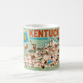 Café Taza de Mapa de Kentucky Vintage Colorido