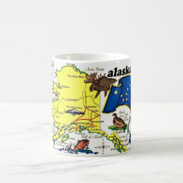 Café Taza de Mapa del Estado de Alaska Tarjeta Postal