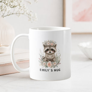 Café Taza de mapache personalizada de Woodland con nomb