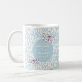 Café Taza de mariposa de acuarela Filipenses 4:13
