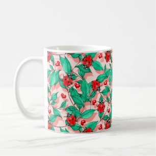 Café Taza de mariquita acuarela