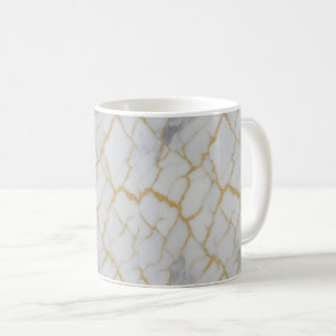 Café Taza de mármol blanco y vetas de oro Taza de luj