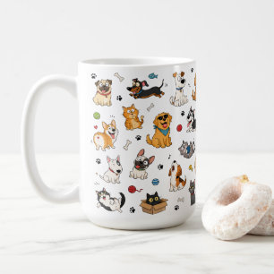 Café Taza de mascotas de dibujos animados divertidos   