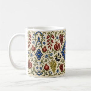 Café Taza de medallón de granada Iznik – Azul y crema O