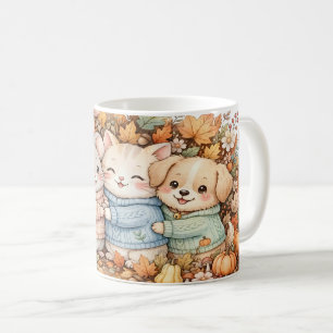 Café Taza de Mejores Amigos Animales de Otoño